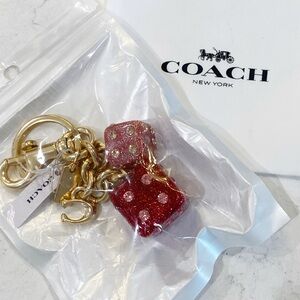 NWT Coach double dice bag charm key chain
